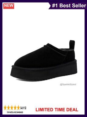 Genuine Suede Slippers for Women Slip On Cozy Platform Mini Snow Boots